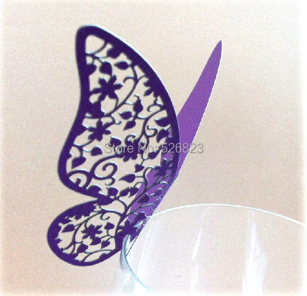 Лазерная резка бабочки место карты вечерние украшения стекла бумаги бокал wineglass