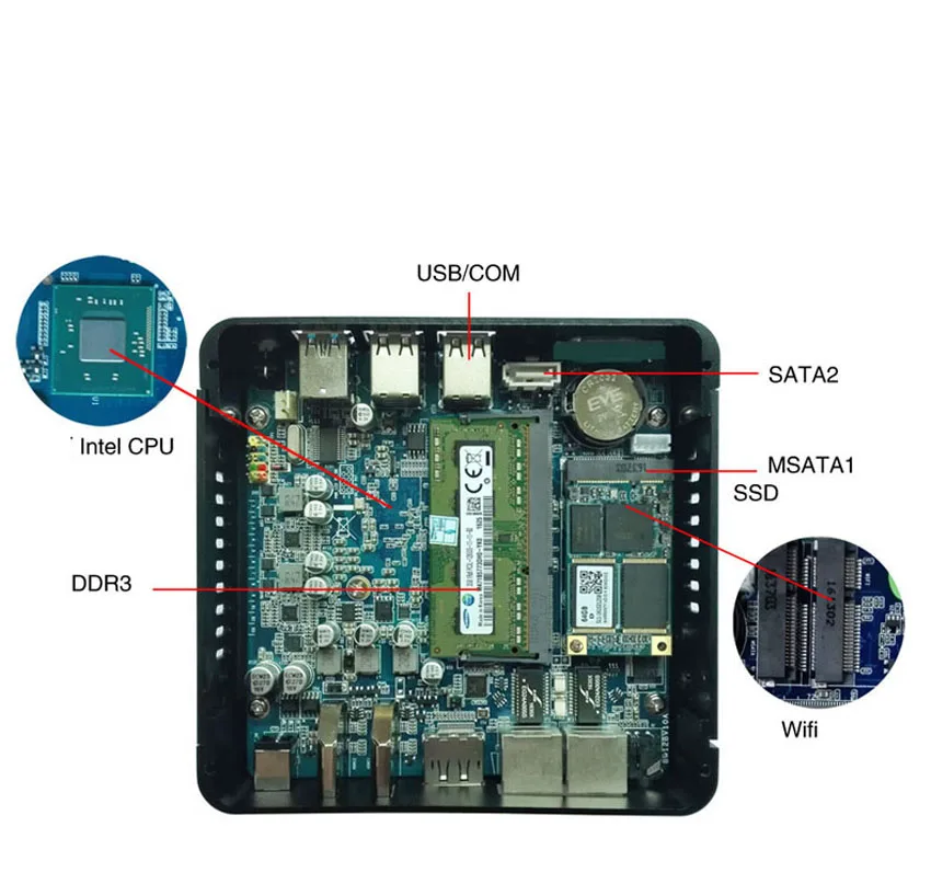 Миниатюрный безвентиляторный мини ПК Celeron N3160 четырехъядерный Nuc Intel HD Graphics