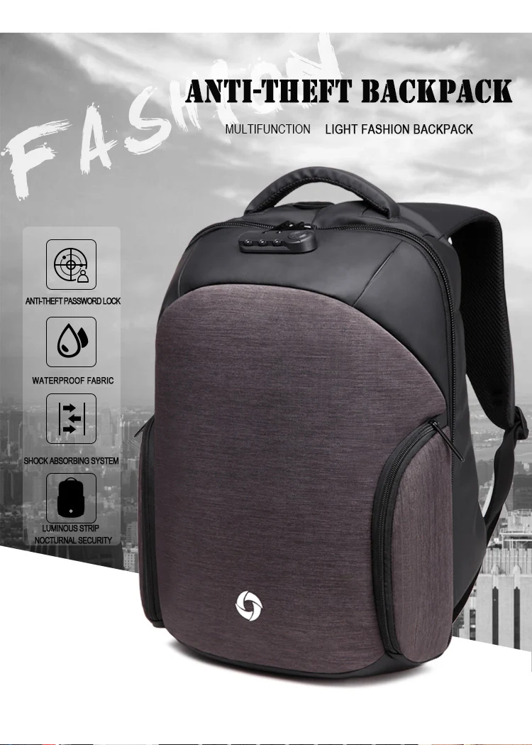 Рюкзак ozuko, водонепроницаемый, мужской, Mochila, внешний, USB, зарядка, 15,6 дюймов, рюкзак для ноутбука, школьный, Повседневный, школьный, анти-вор, рюкзак