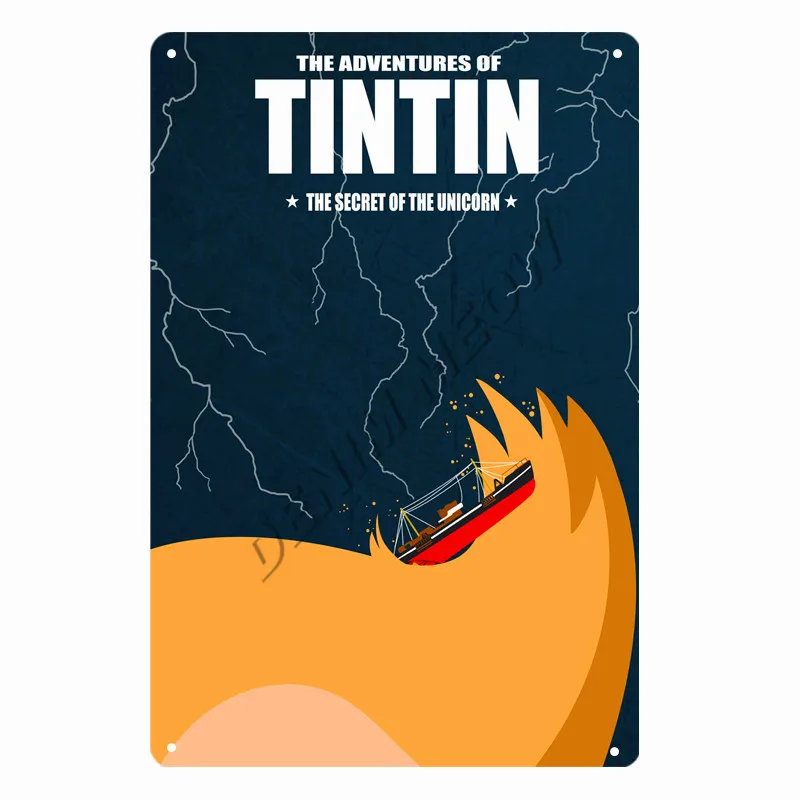 Tintin Catoon Movie Tin Sign Metal Plate Vintage Wall Art Poster Iron Painting Bar Coffee Kids Room Wall Craft Home Decor WY66 - Цвет: 12