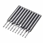 Концевая фреза Mayitr, двойная спиральная твердосплавная фреза с плоским носом, 18 дюйма, 1 мм, для рельефного 3D-моделирования, 10 шт.