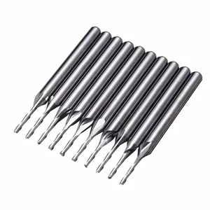 Концевая фреза Mayitr, двойная спиральная твердосплавная фреза с плоским носом, 18 дюйма, 1 мм, для рельефного 3D-моделирования, 10 шт.