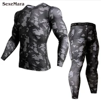 new camouflage long johns sport suit men compression running gym clothing fitness crossfit kit mens rashgard thermal underwear