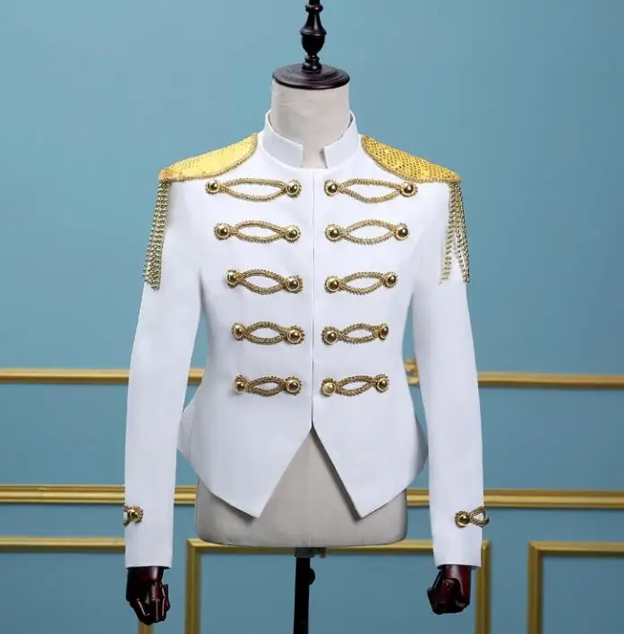 

Inlaid gold tassel men blazer masculino homme terno stage costumes for singers men blazer dance clothes jacket style dress royal