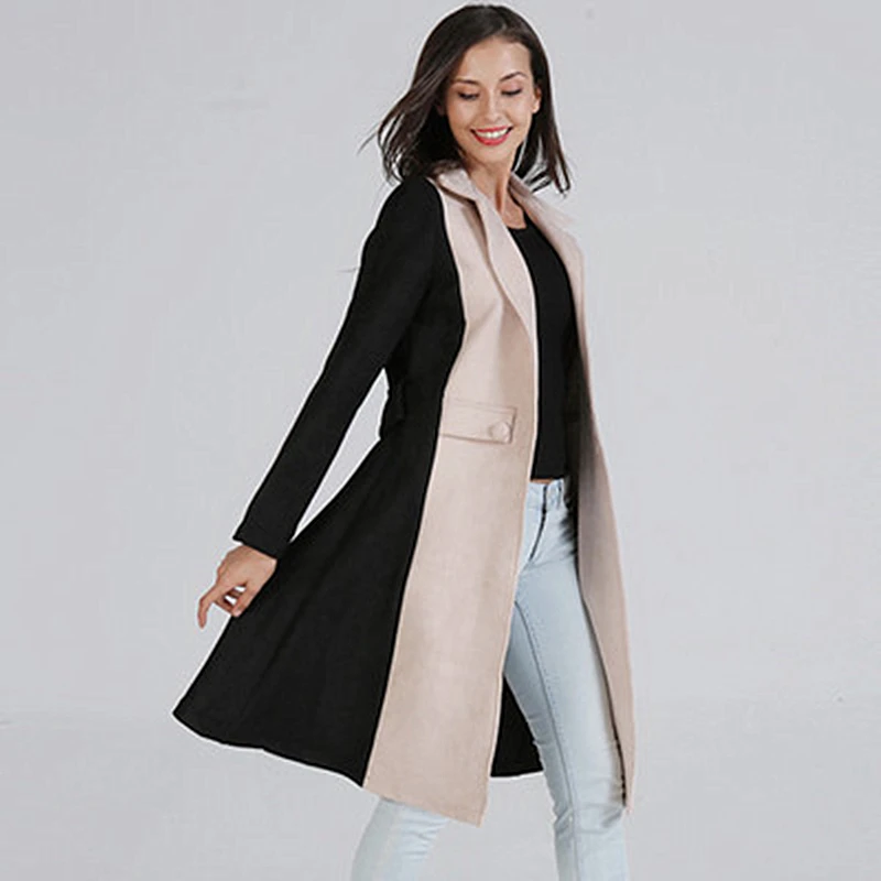 Женское двустороннее шерстяное пальто с меховым воротником контрастных цветов