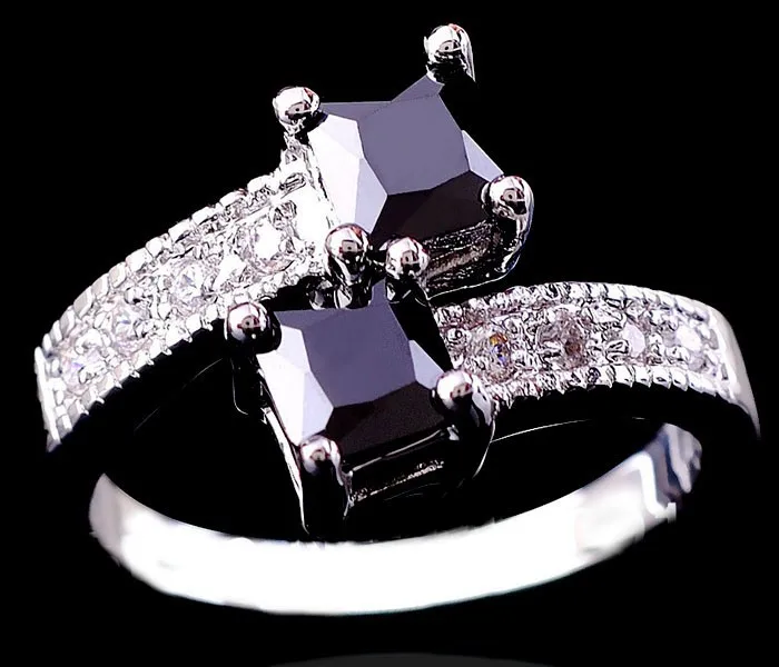 Мужское и женское черное бриллиантовое кольцо милое обручальное винтажные