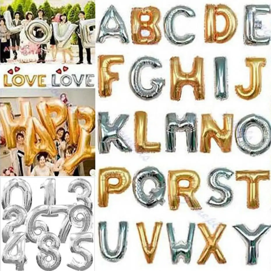 Майларовые фольгированные шары с буквами A Z алфавита или 0 9 цифр воздушный шар