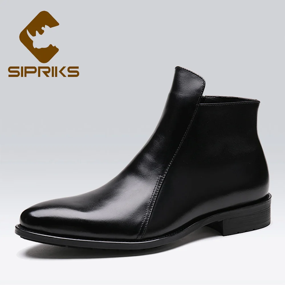 Ботинки Sipriks мужские из натуральной кожи модные короткие полусапожки на молнии