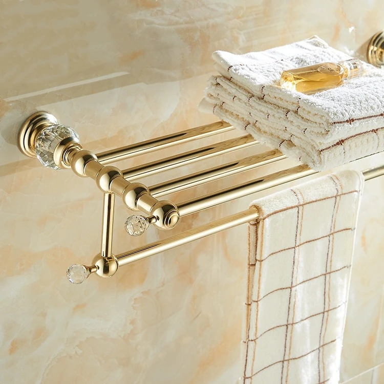 Латунная вешалка для полотенец с золотыми кристаллами набор аксессуаров ванной
