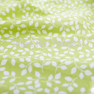 

1 meter Green with White Leaves 100% Cotton Twill Quilting Fabric, Tildas Patchwork Cloth by Meters 160cm Width