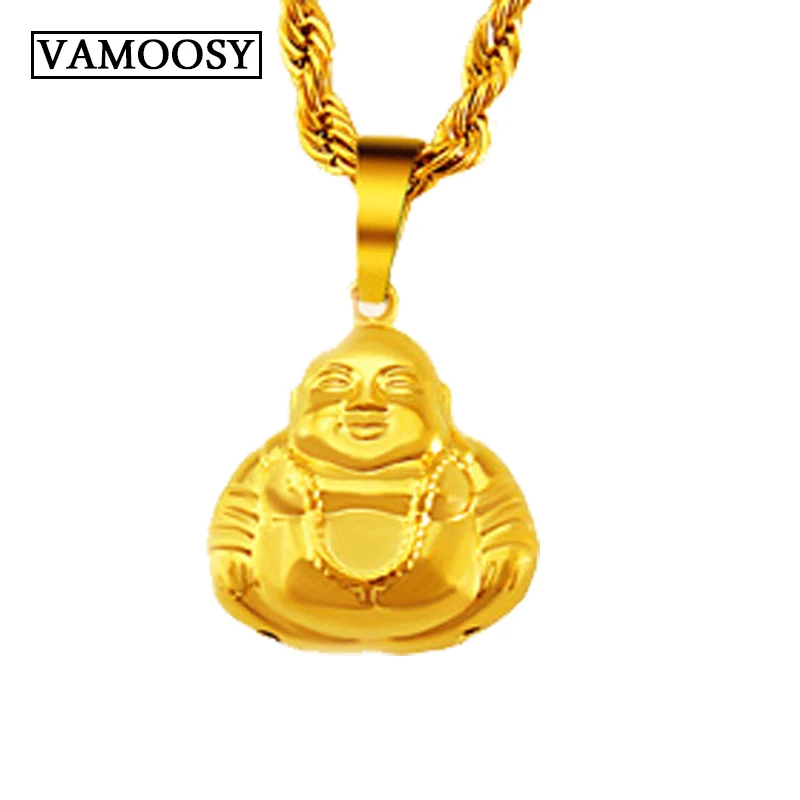 

Full 24K Gold Belly Belly Maitreya Gold Pendant Without Necklaces for Women Men 2018 New Fine Hollow Pendants