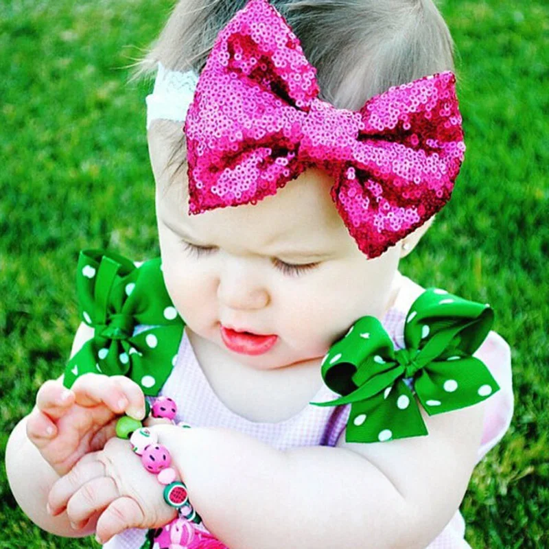 10 шт./лот ручная работа большой бант Кружевная повязка на голову для