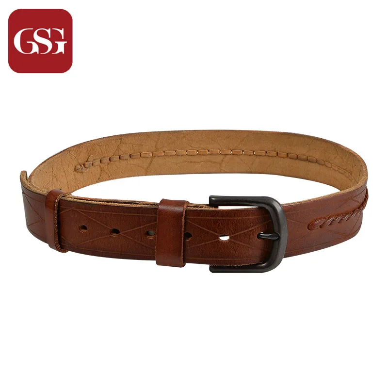

GSG Mens LeatherBelt Handmade Woven Belts Needle Pin Buckle Cowhide Genuine Leather Belts Mens Males Punk Belt Wide Waist Belt