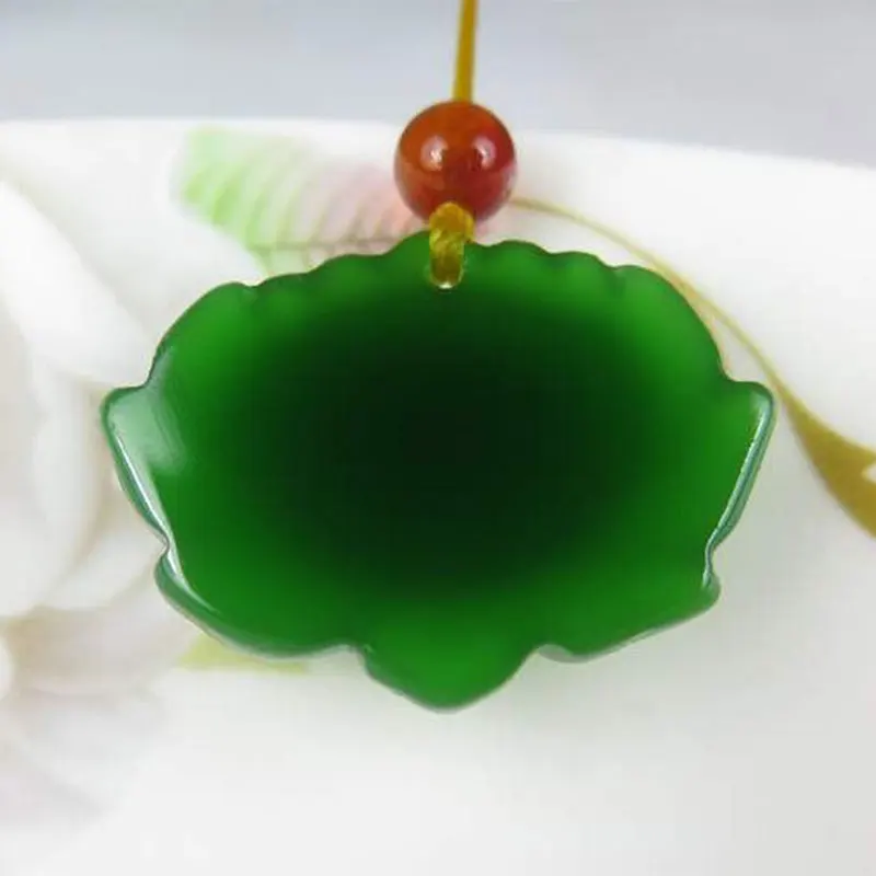 

KYSZDL Natural Green Hetian YU Snow Lotus Pendant Fashion Flower stone Necklace For Women Jewelry Free Rope Fine
