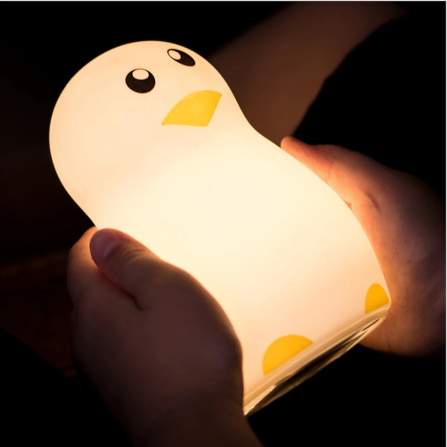 Yingtouman LED USB милый пингвин сенсорный ночник многоцветный свет силиконовый гель ПЭТ