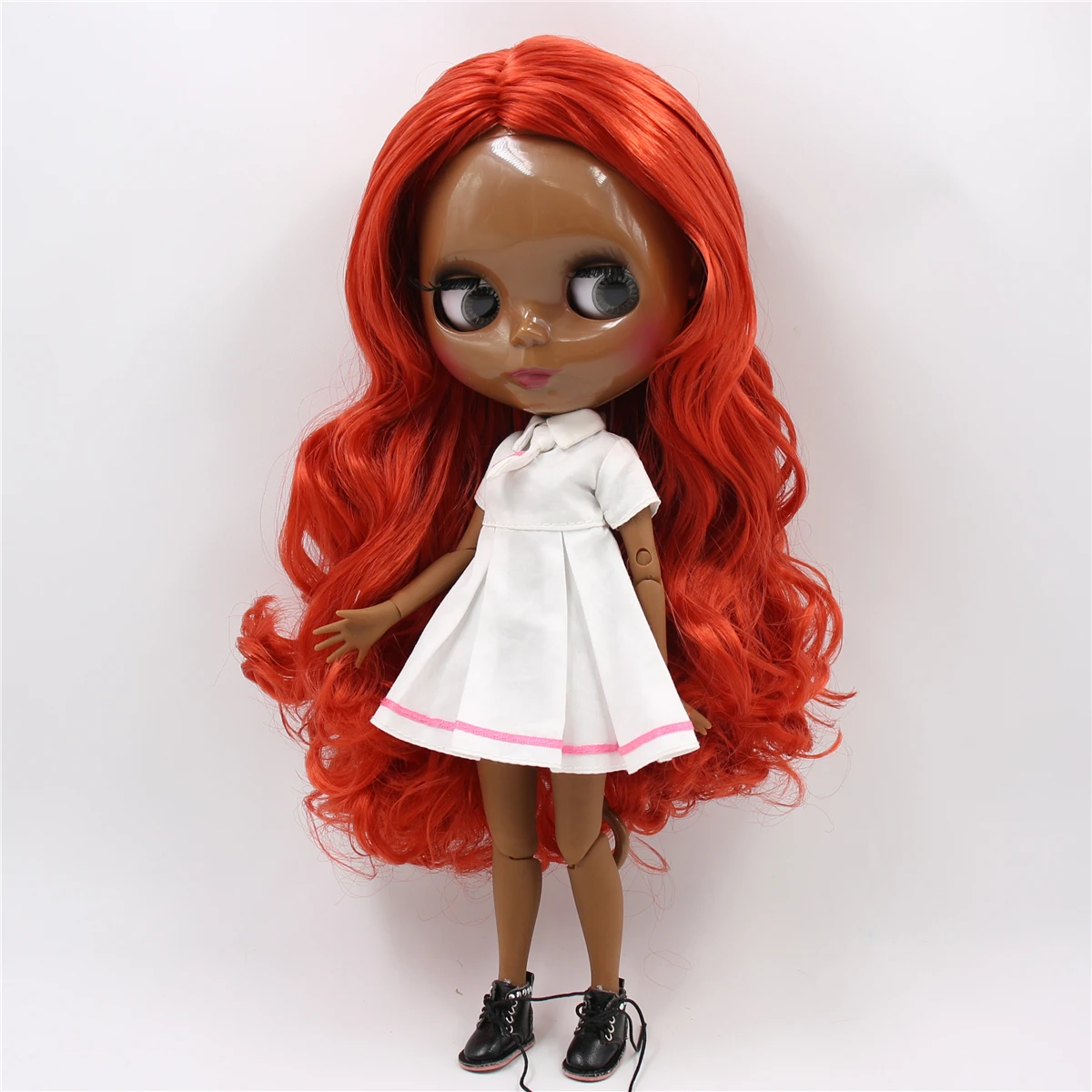 

ICY DBS Blyth Doll 1/6 BJD joint body red hair dark skin matte face super black skin shiny face 30cm articulated doll
