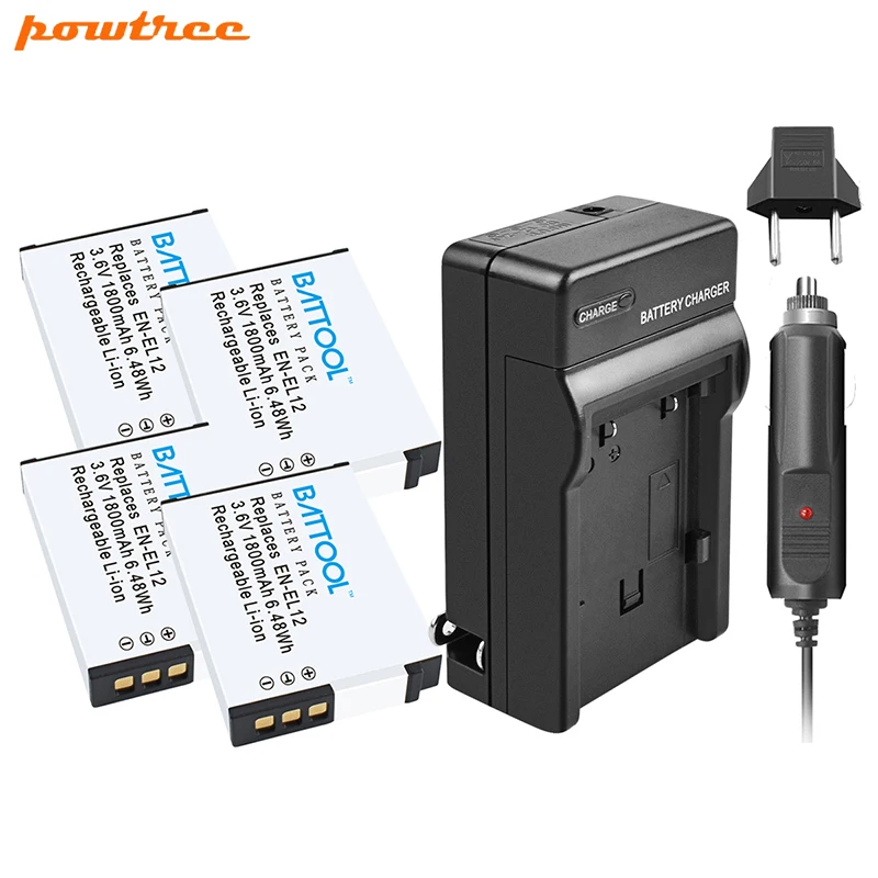 Batcool EN EL12 аккумуляторы + зарядное устройство для Nikon Coolpix S9900 S9700 S9100 S8000 AW120 AW130 S6000 S6100