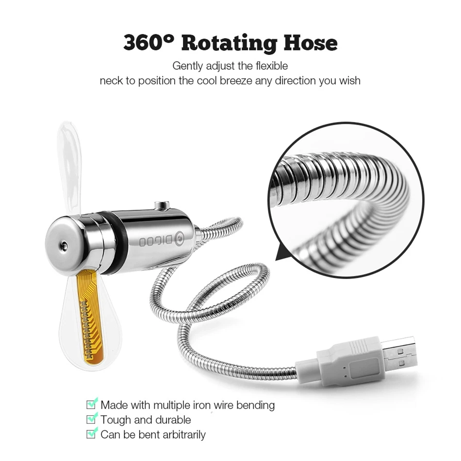 Digoo DIY RGB LED Programmable USB Fan &amp Real Time Cooling Flashing Clock Colorful Display With Flexible Gooseneck Summer | Электроника