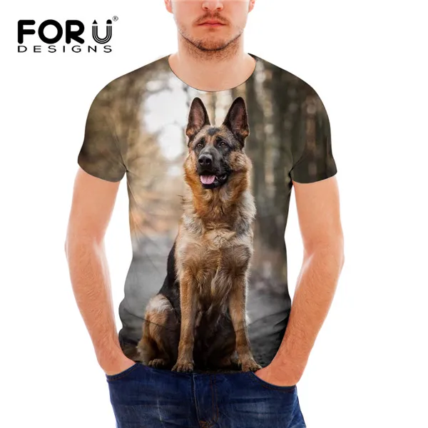 FORUDESIGNS/крутая немецкая овчарка, 3D печать, мужская летняя футболка, дышащие топы с коротким рукавом, футболки, новинка, мужская одежда - Цвет: H9256CF