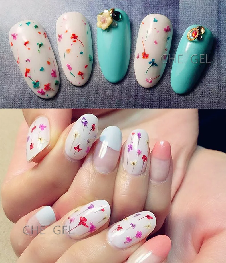 Гель-лак для ногтей с естественными сушеными цветами стойкий УФ-Гель-лак