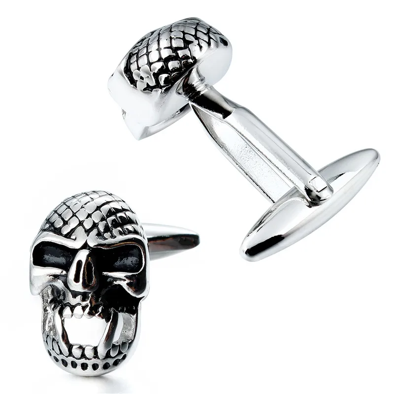 Kflk ювелирные запонки с черепом мужские рубашки манжеты черной эмалью и Щепка