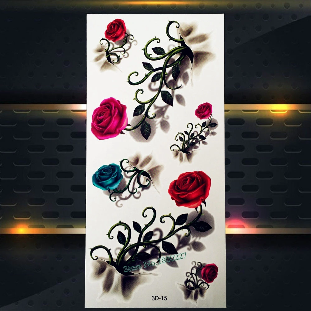1 шт. лоза розы хна Временные татуировки наклейки для женщин Летний стиль