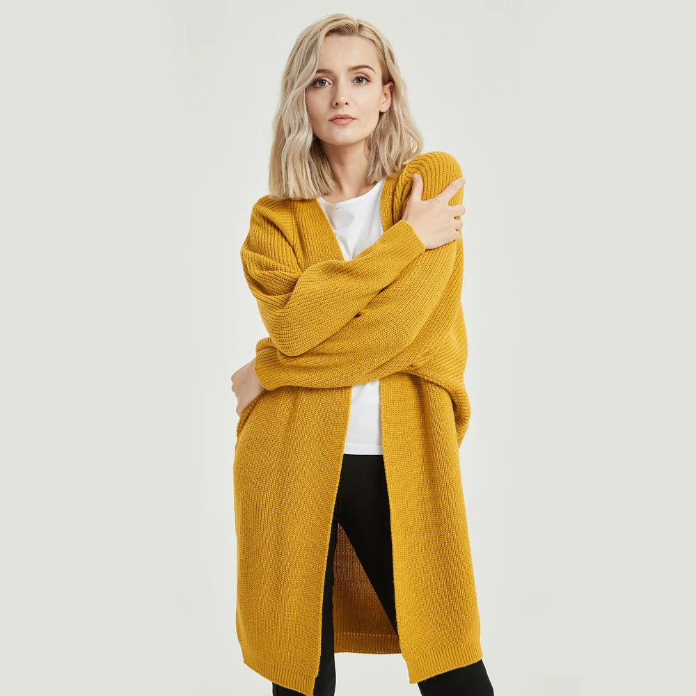 White Loose Bat Cardigans Lady's Coats Autumn Winter Women Solid Color Oversized Long Batwing Sleeve Knit Cardigan Sweater 2019 |