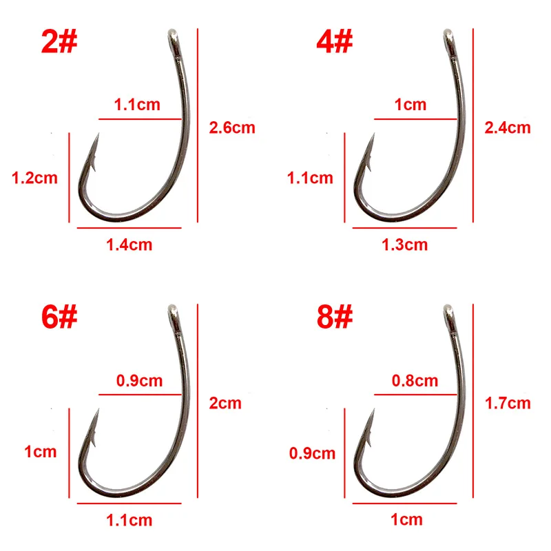 Easy Catch 100pcs 8245 Barbed Carp Fishing Hooks Black Circle Curve Shank Hair Rigs Hook Size 2 4 6 8 | Спорт и развлечения