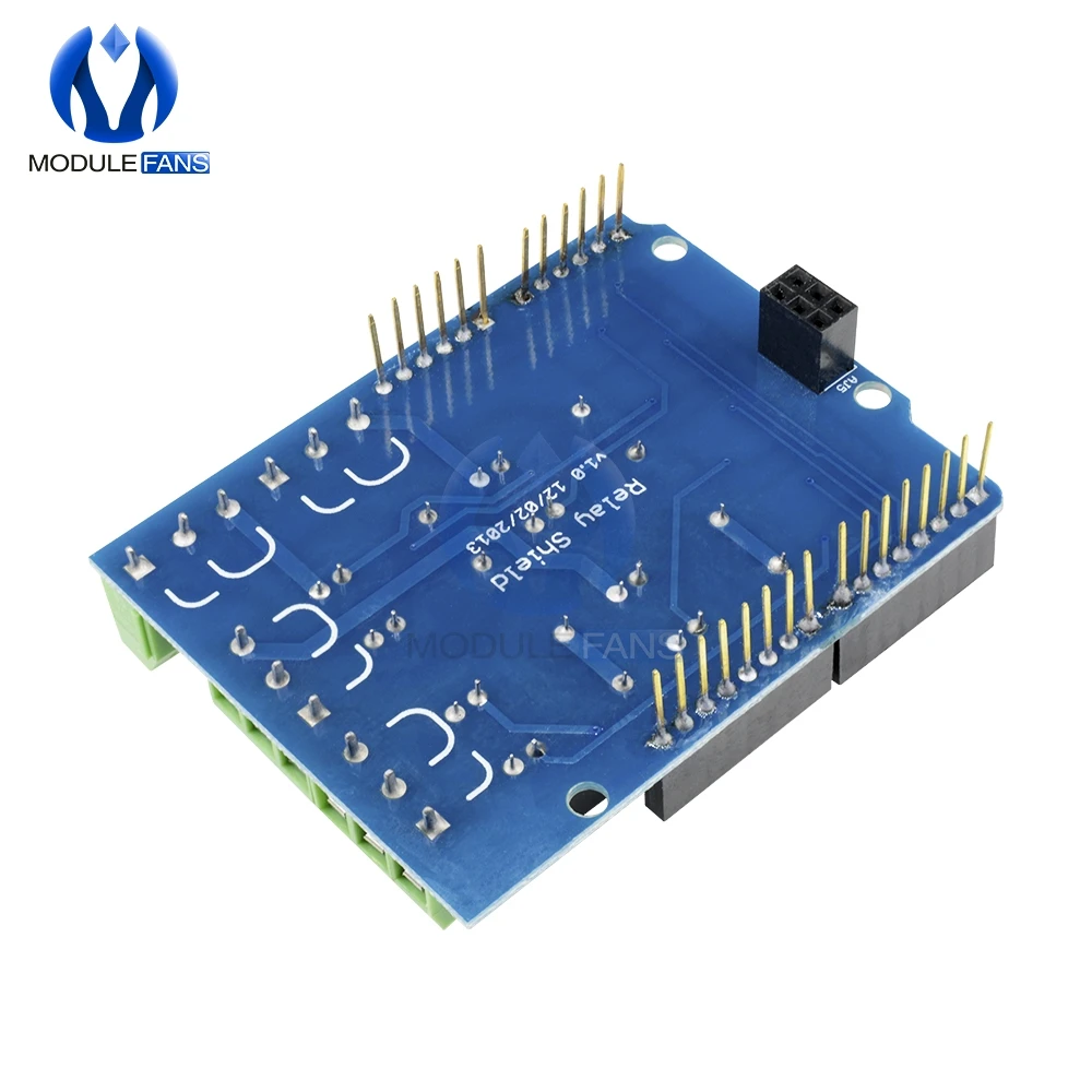 Релейный Щит 4 канальный модуль для Arduino плата расширения сигнала красный