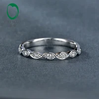 Caimao Jewelry 0.14ct  Natural Diamond 14k White Gold Half Eternity Engagement Wedding Band Ring