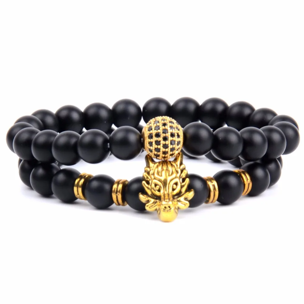 2 шт./компл. летний браслет мужские бусины из натурального камня с животным