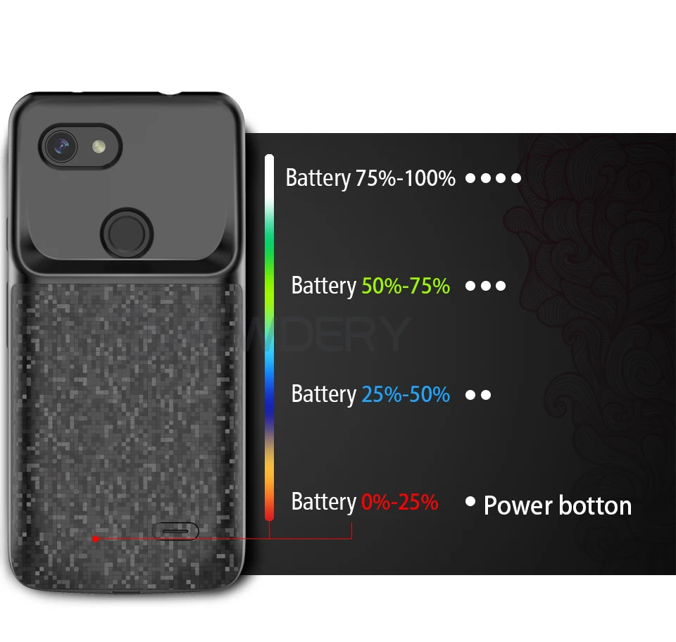 Чехол-аккумулятор Newdery для Pixel 3A, 3A XL 4700 mAh power case для Pixel 3A 3A XL мягкий чехол для зарядки из ТПУ Черный