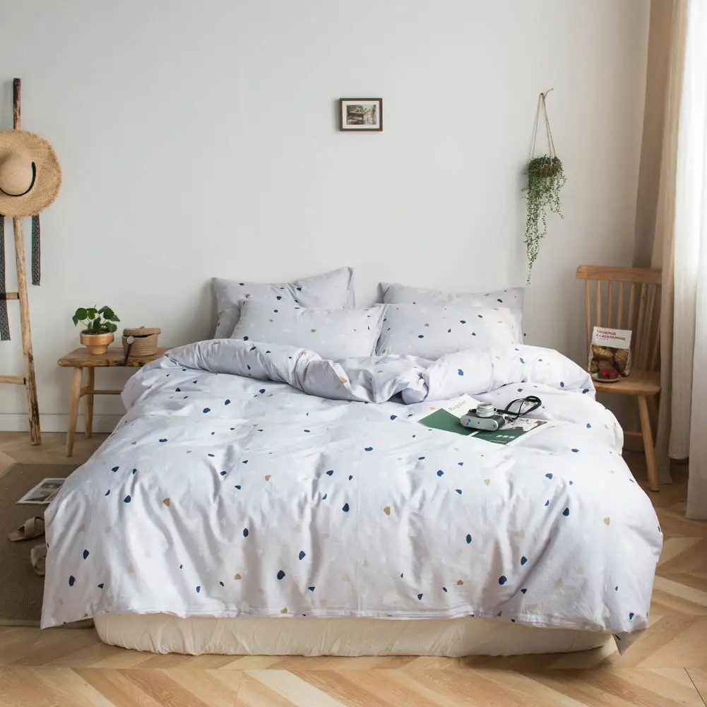 Pink Grey Yellow Hearts Bed Cover Duvet Cover Set Cotton Bedding Set Bedlinens Twin Queen King Flat Sheet Fitted Sheet