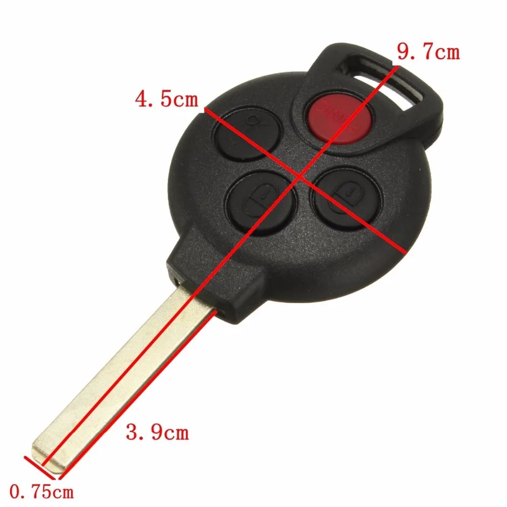 KEYECU Uncut чехол для дистанционного ключа Fob 3 кнопки/4 кнопки SMART Fortwo 450 Forfour 451 Roadstar 2008