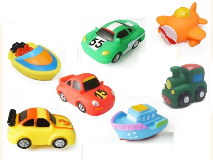 10 шт./лот детская ванночка игрушки из мягкой резины Животные автомобилей Лодка