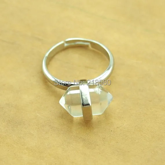 Регулируемое серебряное кольцо с прозрачным кварцем|clear quartz ring|quartz ringadjustable ring |