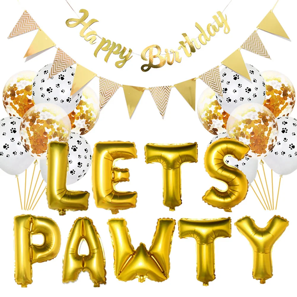Многоразовые Pet товары для собак кошек воздушные шарики украшения LETS PAWTY письмо