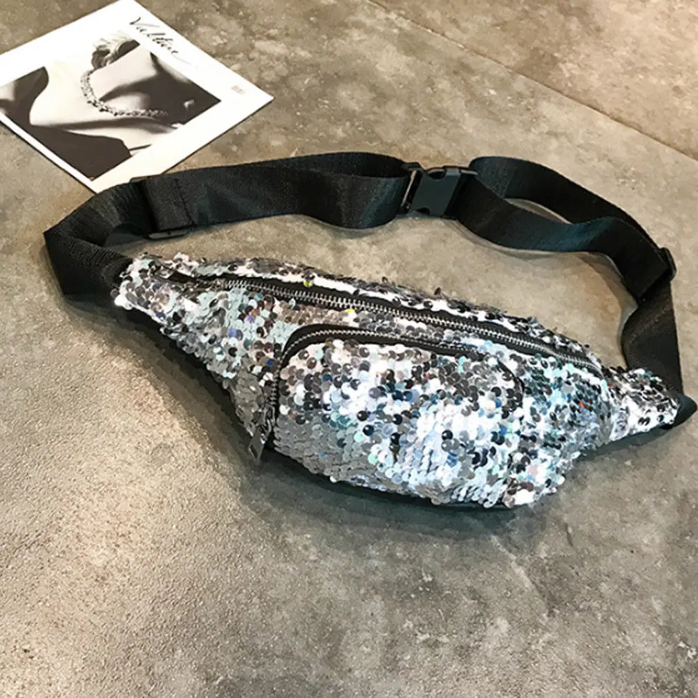 Забавная поясная сумка с блестками красивый кошелек на бедро мешок молнии для