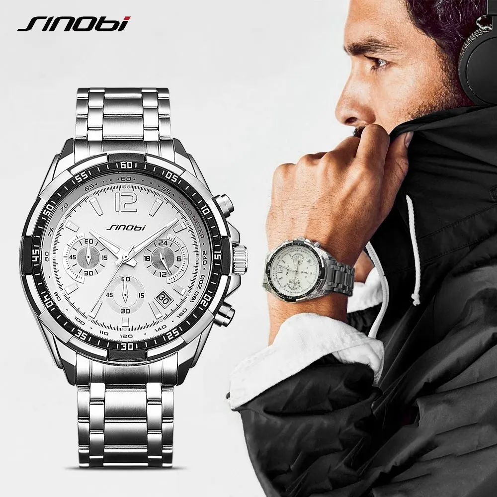 Часы наручные SINOBI Мужские кварцевые роскошные брендовые ударопрочные