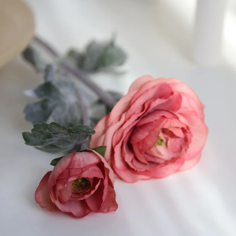 STAR FLOWER 1 PCS Artificial 4 Flower Heads Ranunculus asiaticus Peony Silk Flowers Wedding Home Decoration Gift 02061 | Дом и сад