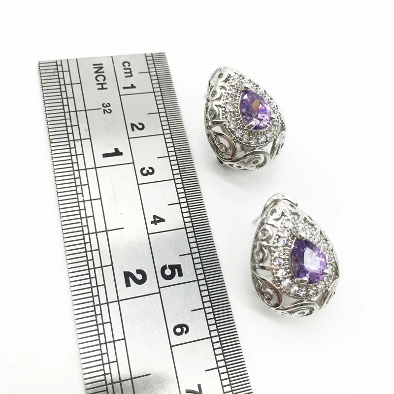 Женский комплект из колье и сердца серебра 925 пробы|jewelry sets|jewelry sets purpleearrings for women ring