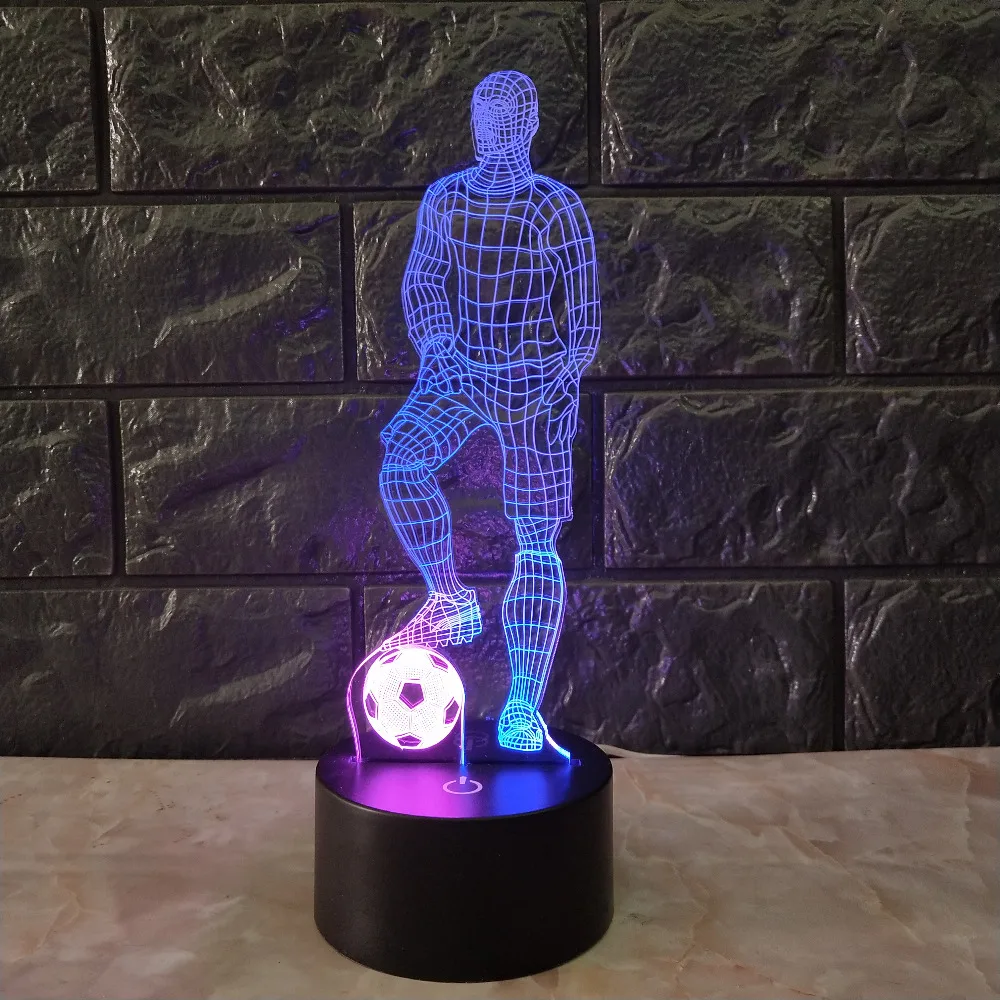 

Football Soccer Player 3D Lamp Mixed Color Decor Lamp LED Home Night Light for Child Gift RGB 7 Colors Change Luminaria Dropship