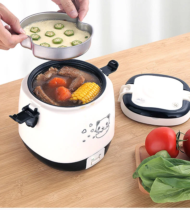 DMWD 1.5L Мини электрическая рисоварка портативная кухонная Пароварка многофункциональный контейнер для еды суп горшок Подогрев Ланч-бокс 1-3 человек