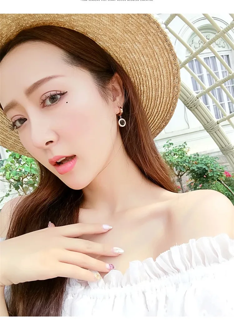 YUN RUO Новое поступление модные римские серьги-кольца с цифрами розового золотистого цвета женский подарок на день рождения ювелирные изделия из титановой стали никогда не выцветают
