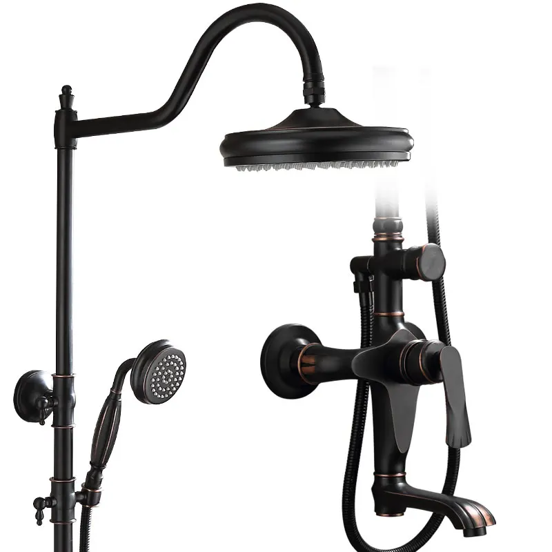 

BAIDAIMODENG American Dark Copper Shower Set Retro Brushed Black Nordic Wind Cold and Hot Water Tap