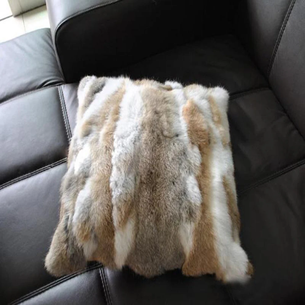 Наволочка в стиле пэчворк из натурального кроличьего меха наволочки кроличьей