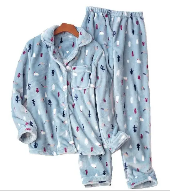 

Fdfklak pyjama femme new flannel women's pajamas set cartoon coral fleece warm sleepwear pijama homewear clothes pyjamas women