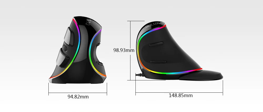 Delux M618Plus RGB эргономичная Вертикальная мышь 6 кнопок 4000 dpi оптическая компьютерная мышь со съемной подставкой для рук для ПК ноутбука