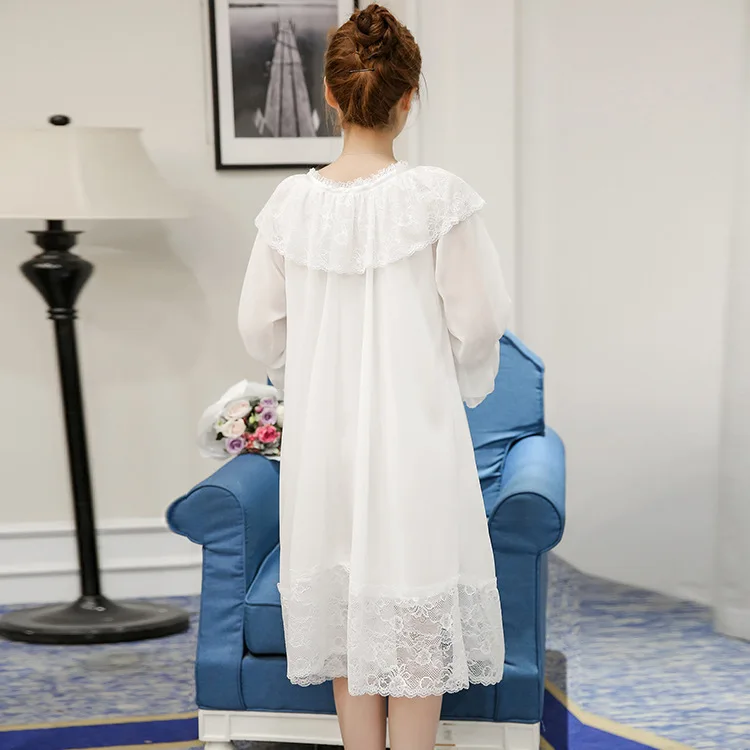 

spring and summer mesh thin princess nightgown palace long sleeve nightdress pregnant women dress