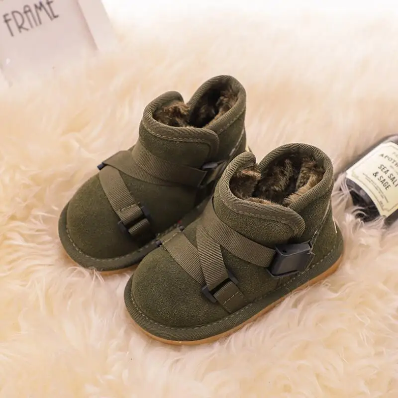 Кожаные зимние ботинки для маленьких девочек Новинка зимы 2018 года модная детская